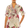 Vintage Floral Tunic W/Pin Tucks & Roll Up Sleeves