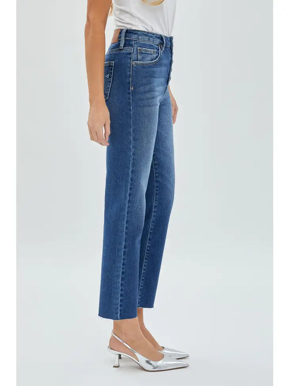 Tracey Button Fly Straight Leg Jeans