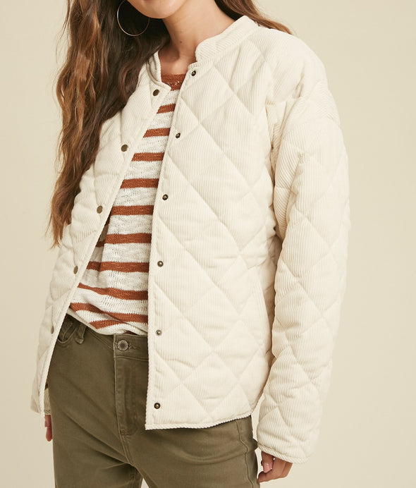 Corduroy Quilted Button Up Jacket