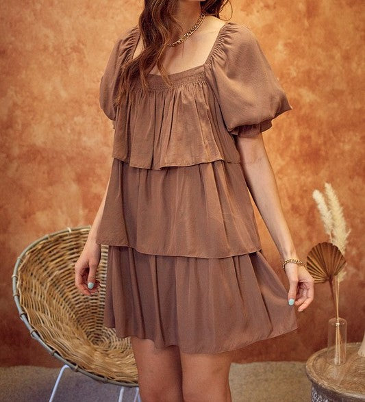 Square Neck Tiered Dress