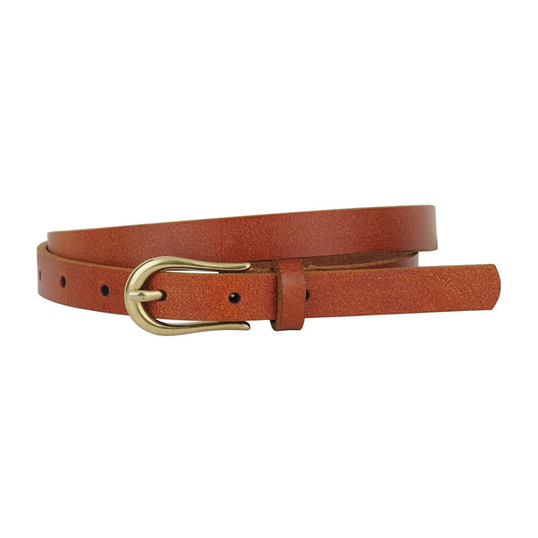 Skinny Leather Belt W/Equestrian Buckle