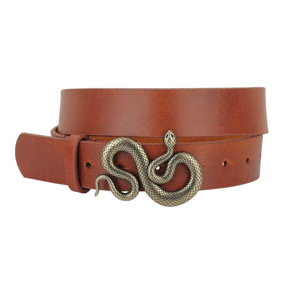 Snake Buckle Leather Belt