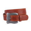 Western Square Frame Tooled Buckle Leather Belt
